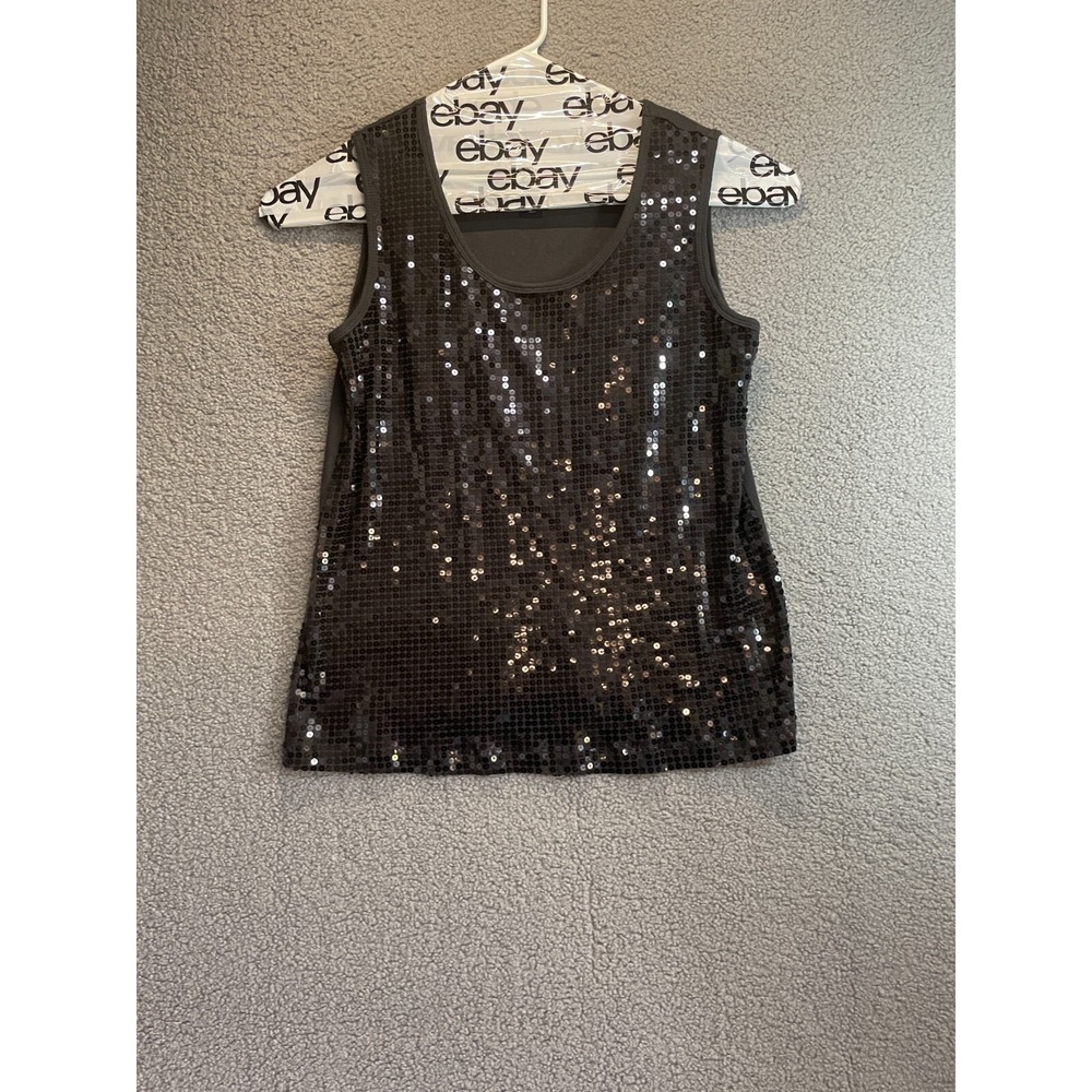 Denim 24 7 Tunic Top Shirt Size1X  Blouse black‎ Sleeveless Embroidered Womens